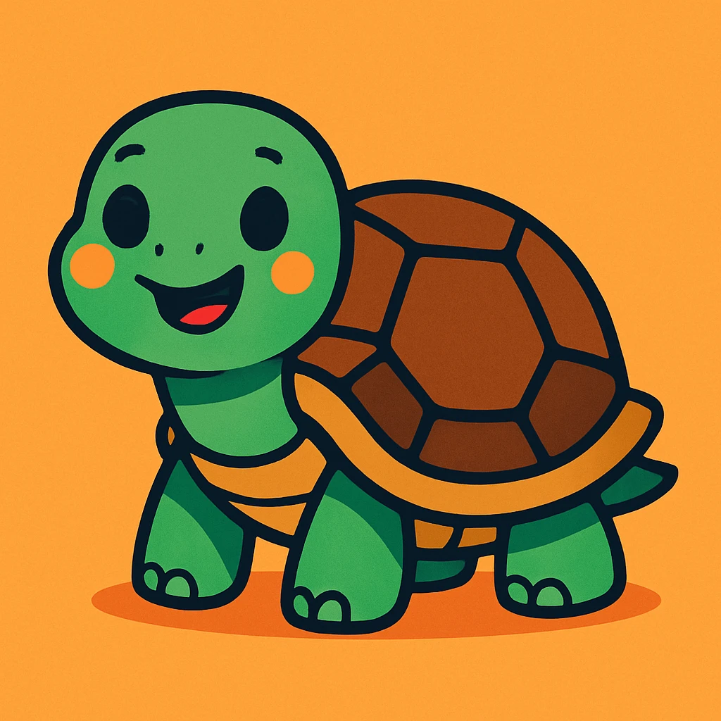 cute turtle, cartoon style emoji