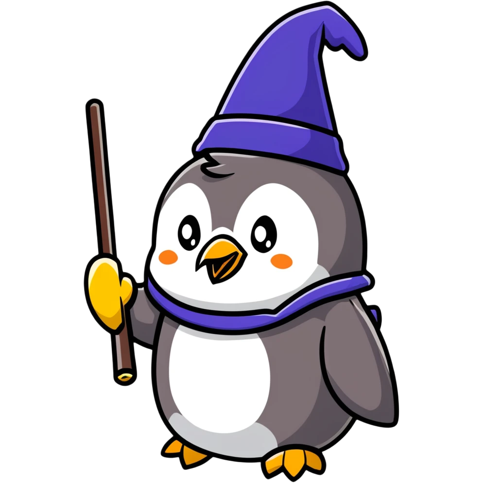 A penguin wizard emoji