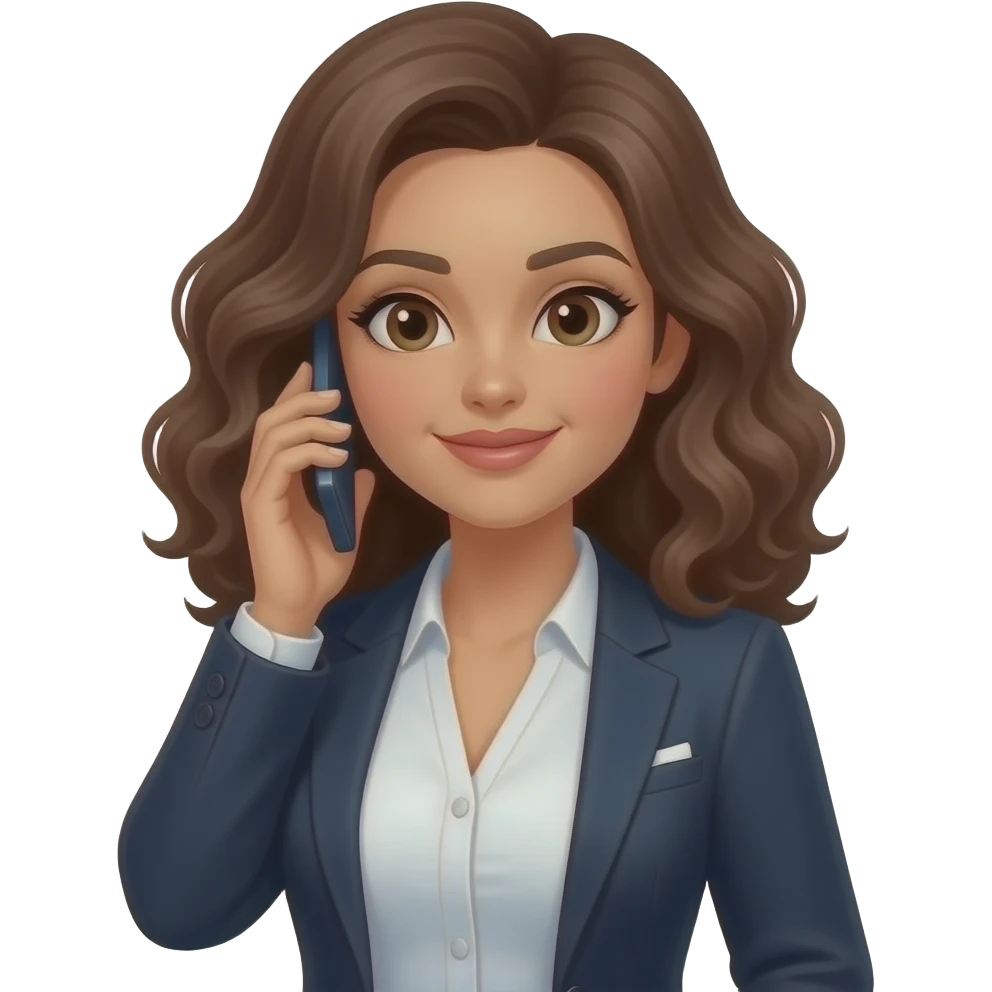 executive vice persident female curly burnette cute large boobs and always on the phone emoji