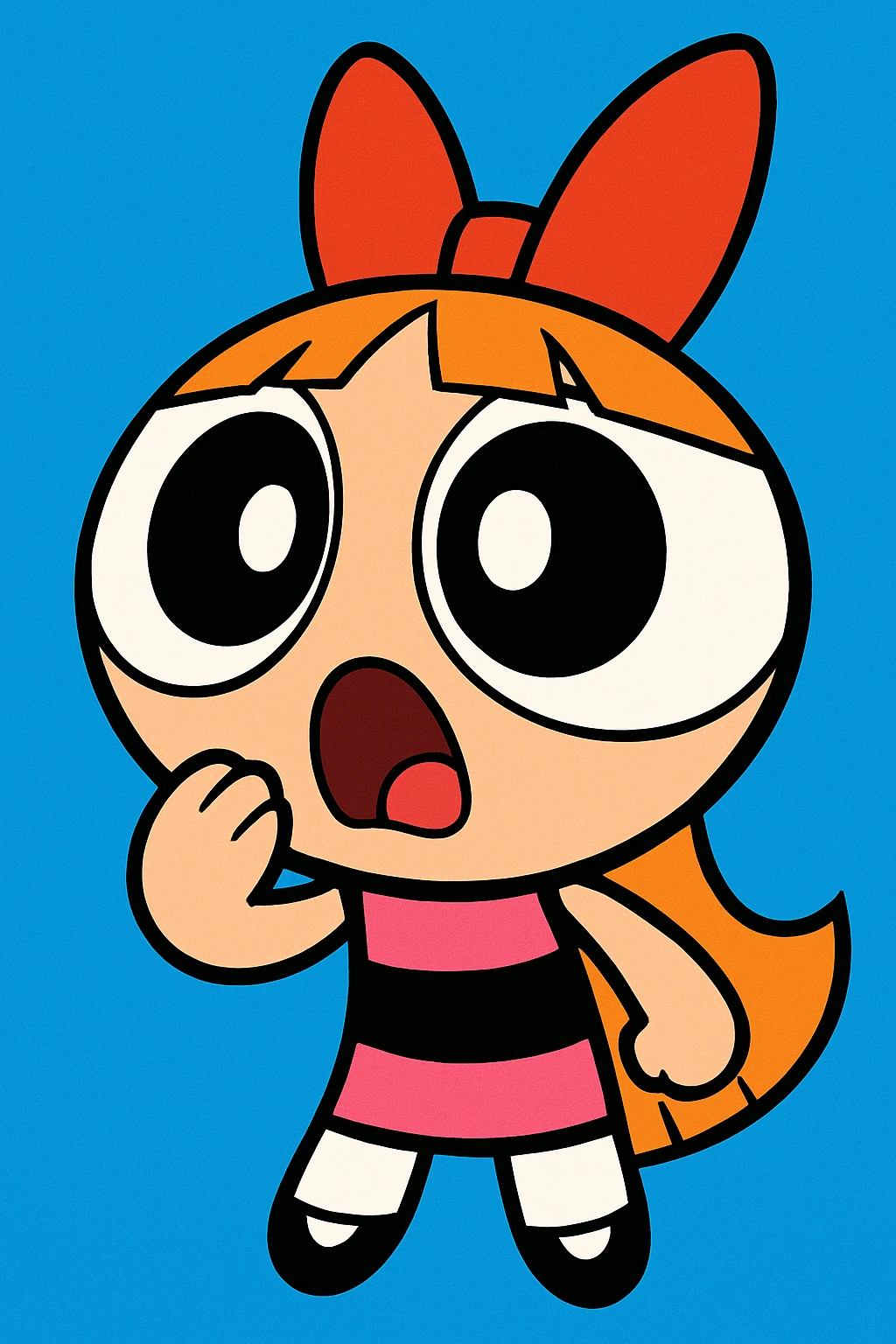 Powerpuff Girls character with a surprised emotion, cartoon style, vibrant colors emoji