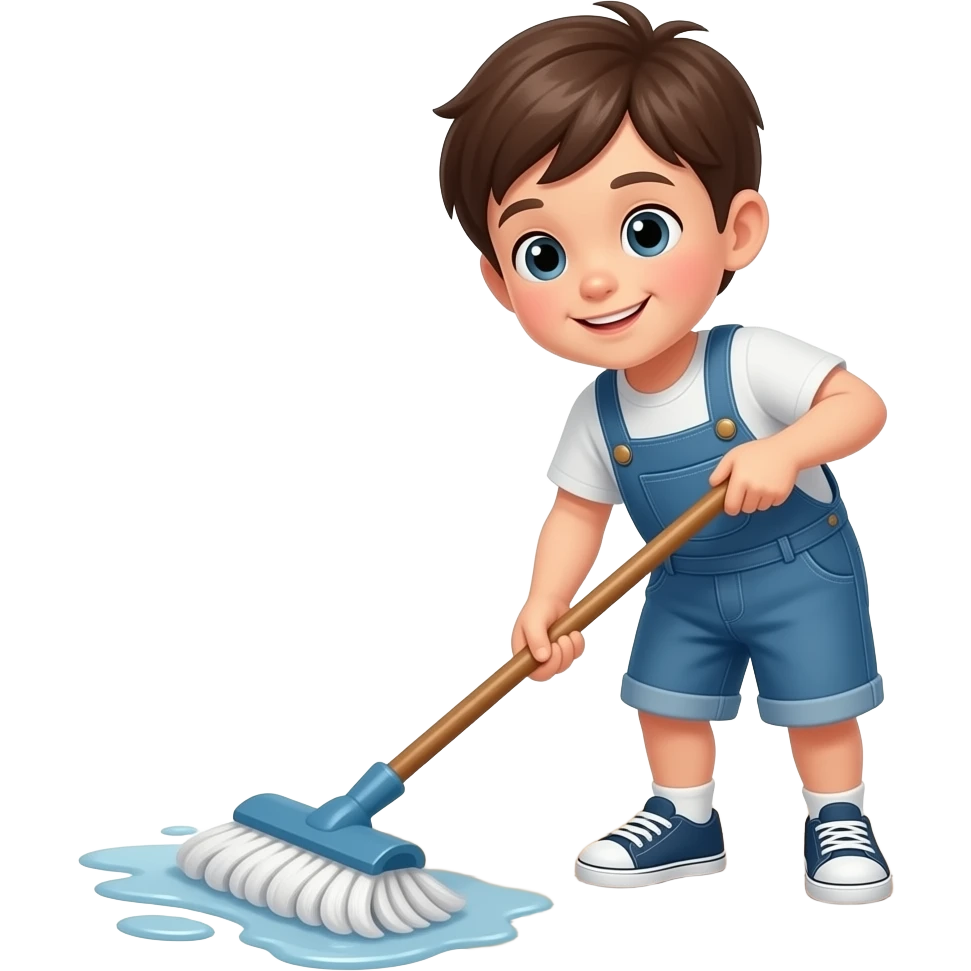 a kid moping the floor emoji