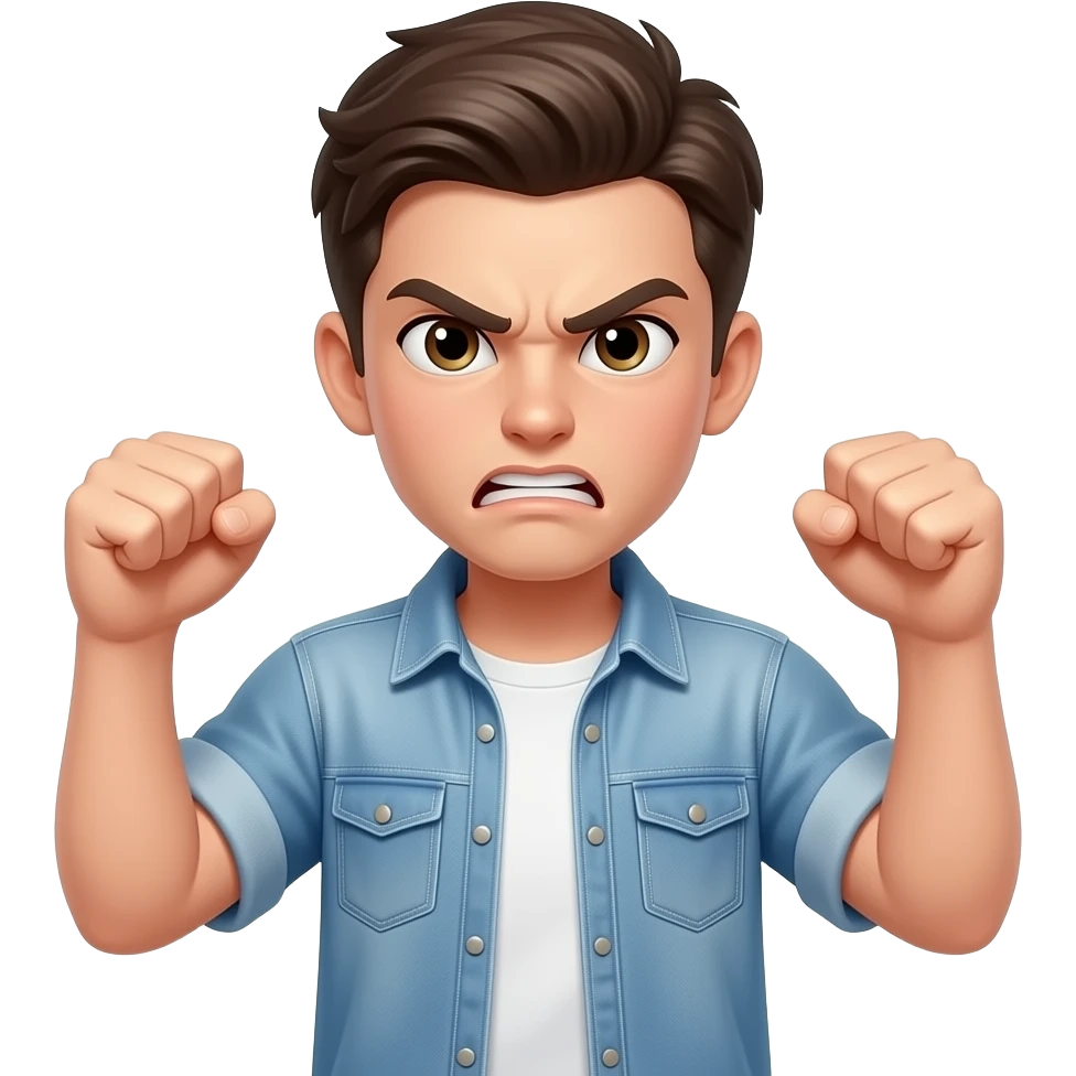 emoji jugendlicher, ganzer Körper, wütend, Fäuste, angespannt emoji