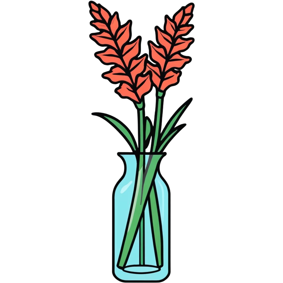 Coral Gladiola in a vase emoji