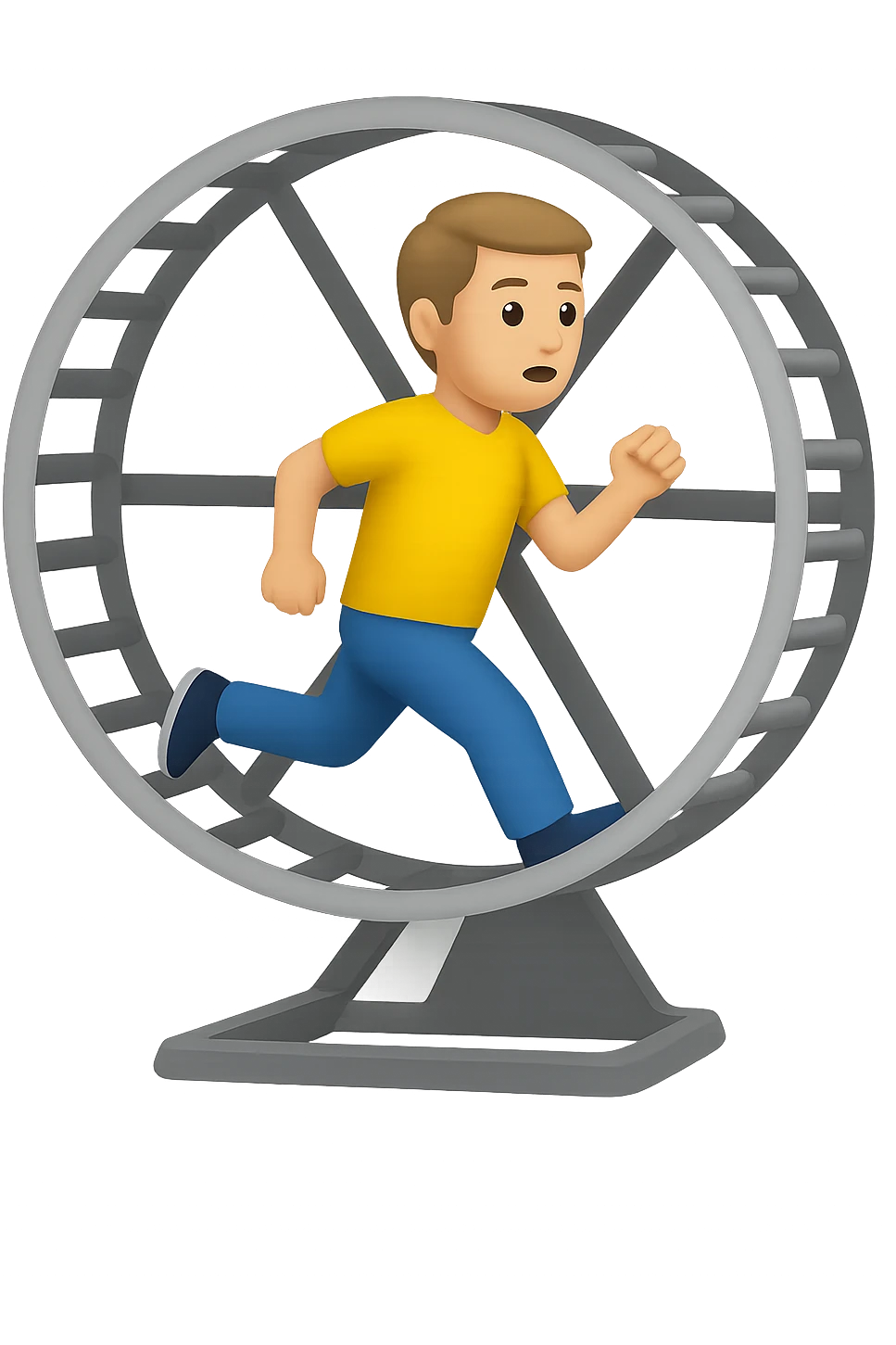 Uomo che corre dentro la ruota del criceto emoji style iphone  emoji