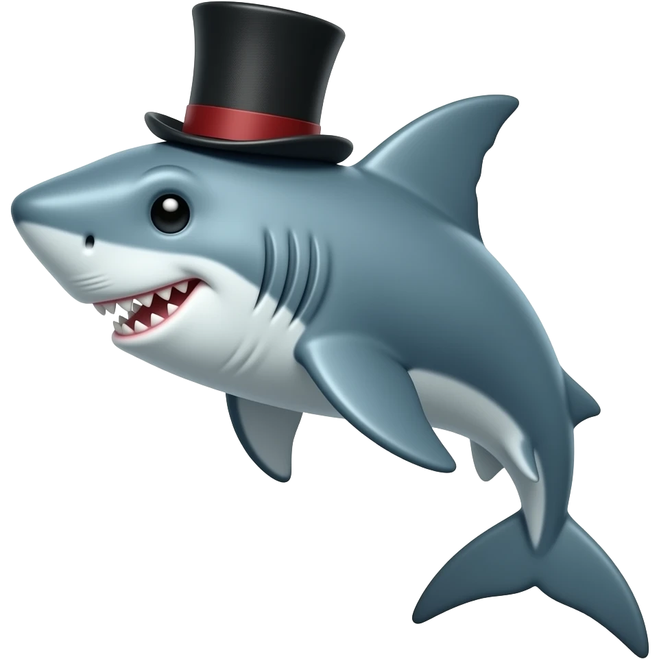 Shark with a top hat emoji