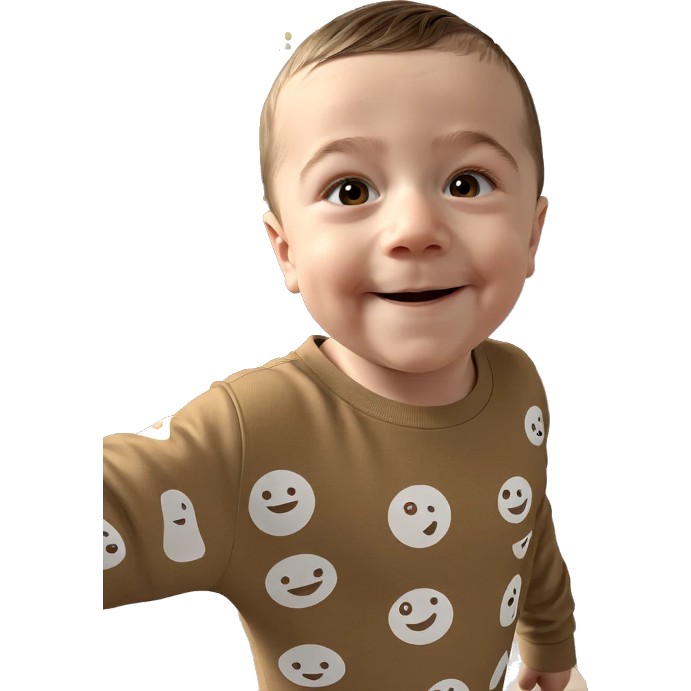 smiling boy by christmas tree emoji
