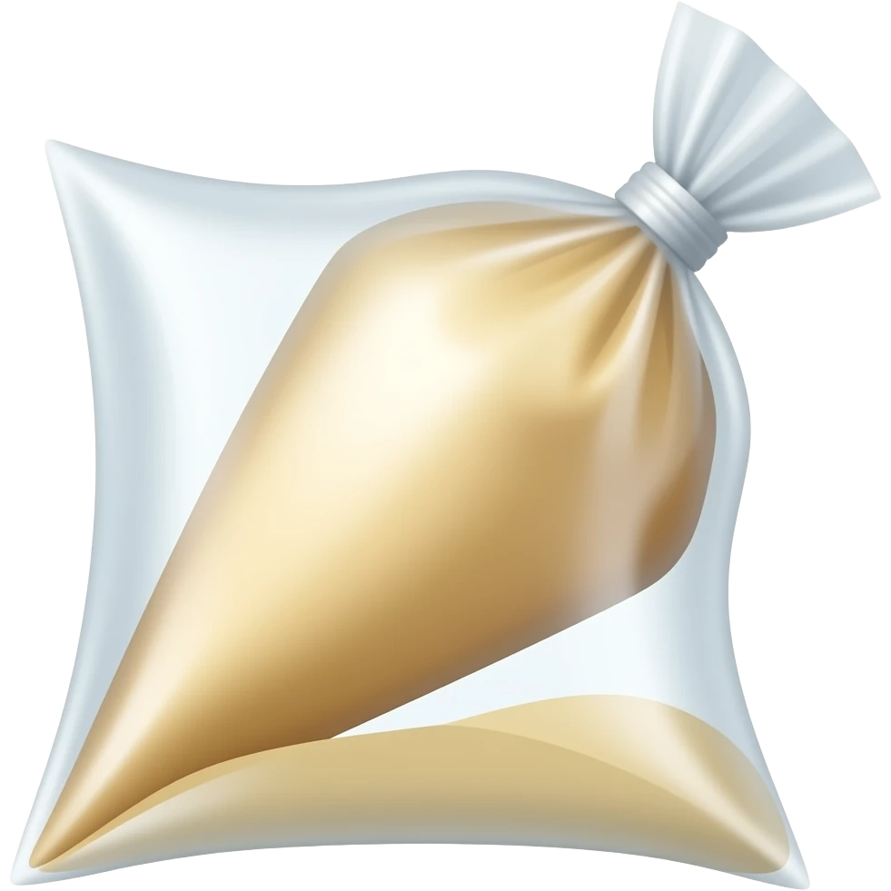 piping bag emoji of plastic with filling inside for baking emoji
