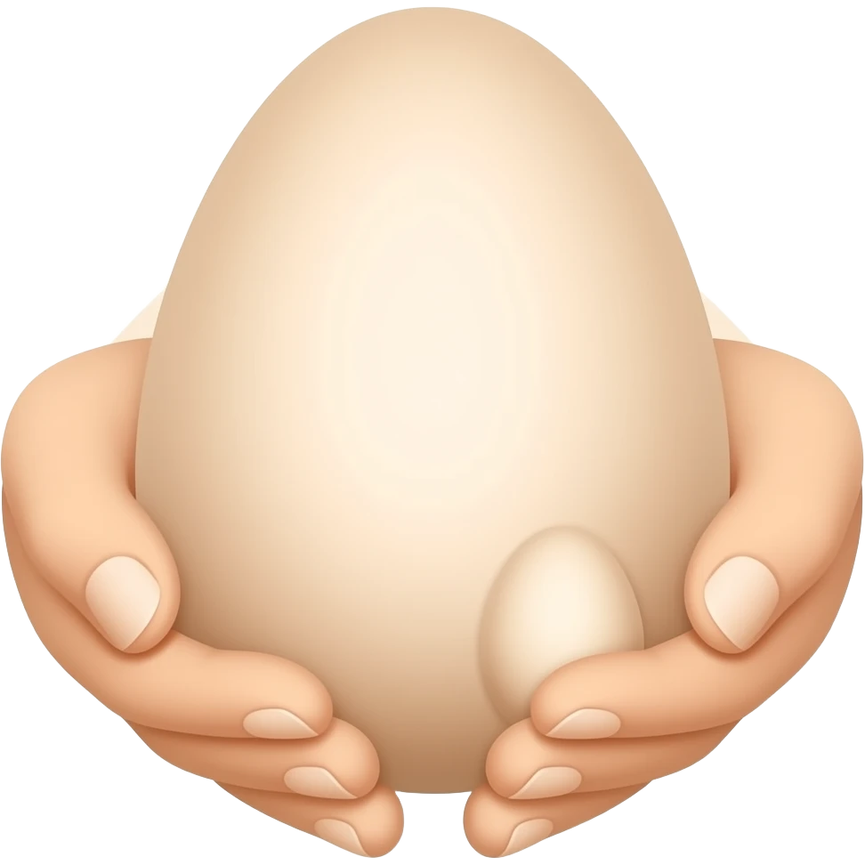 A large mother egg with two hands cradling a smaller baby  egg emoji