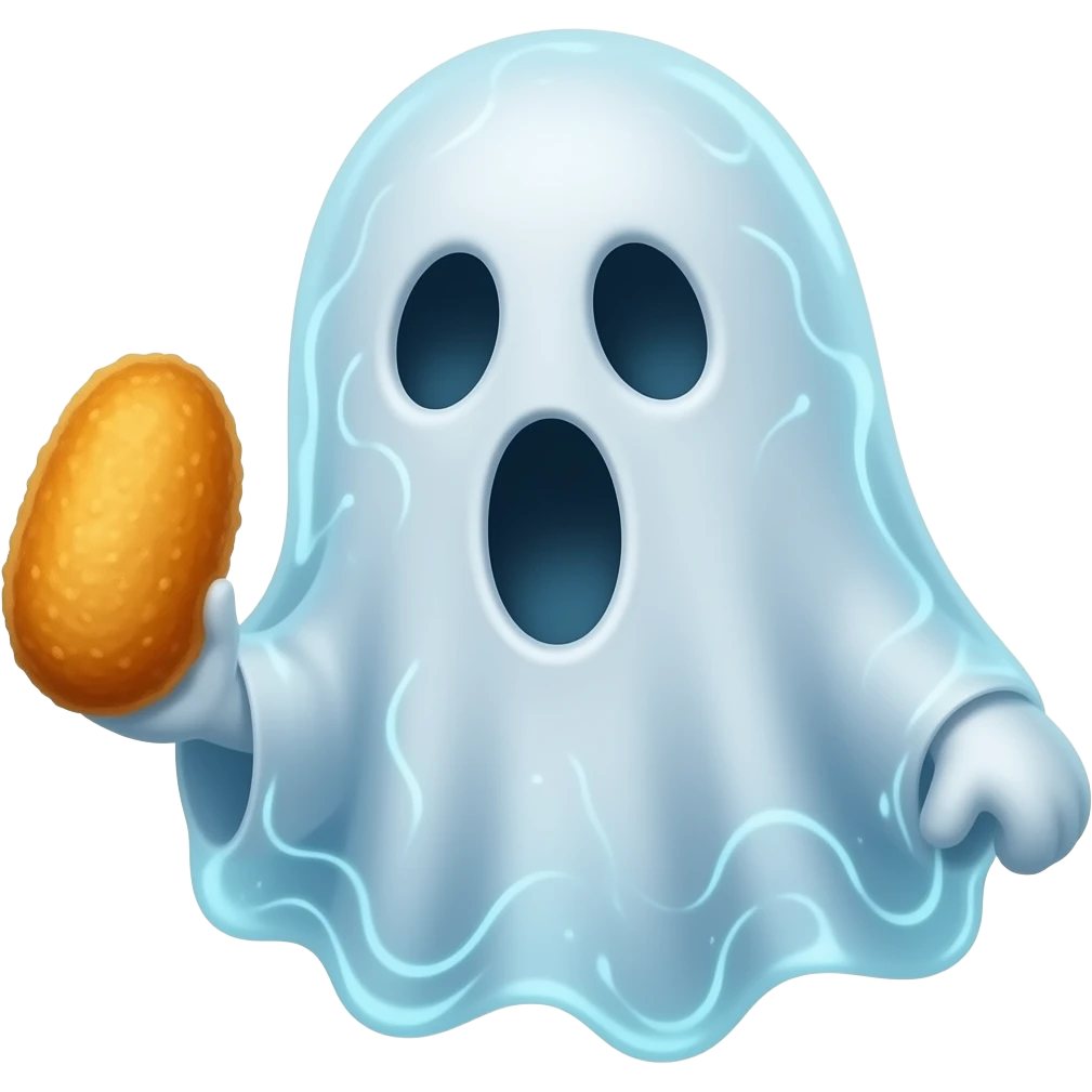A ghost holding a chicken nugget emoji