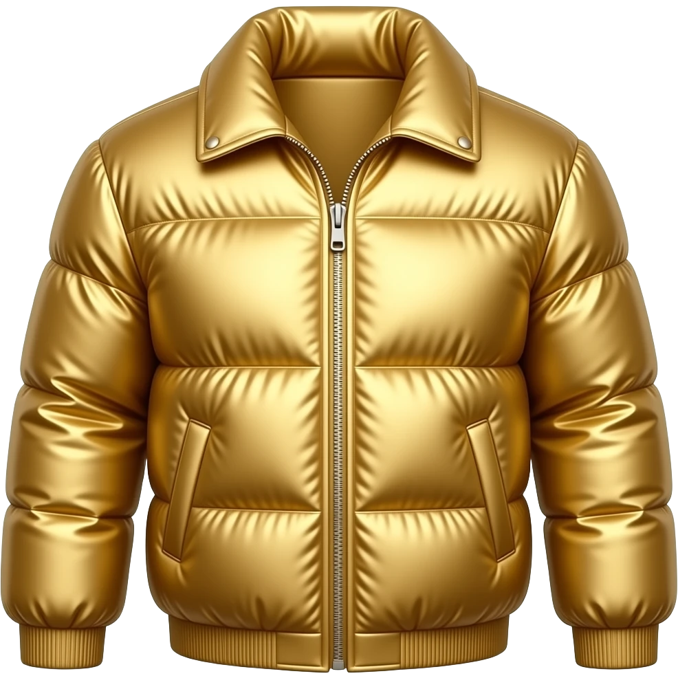 Gold puffer jacket with a collar emoji