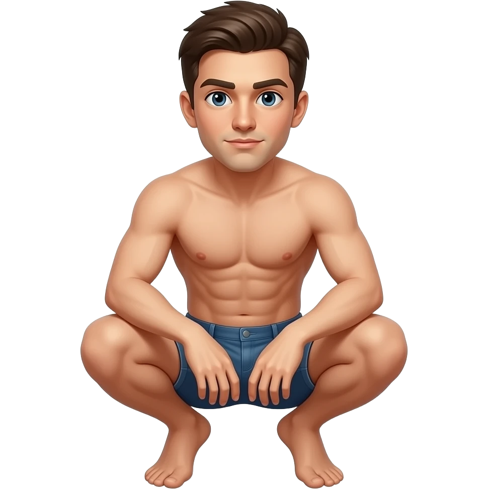 Naked guy, crouching emoji