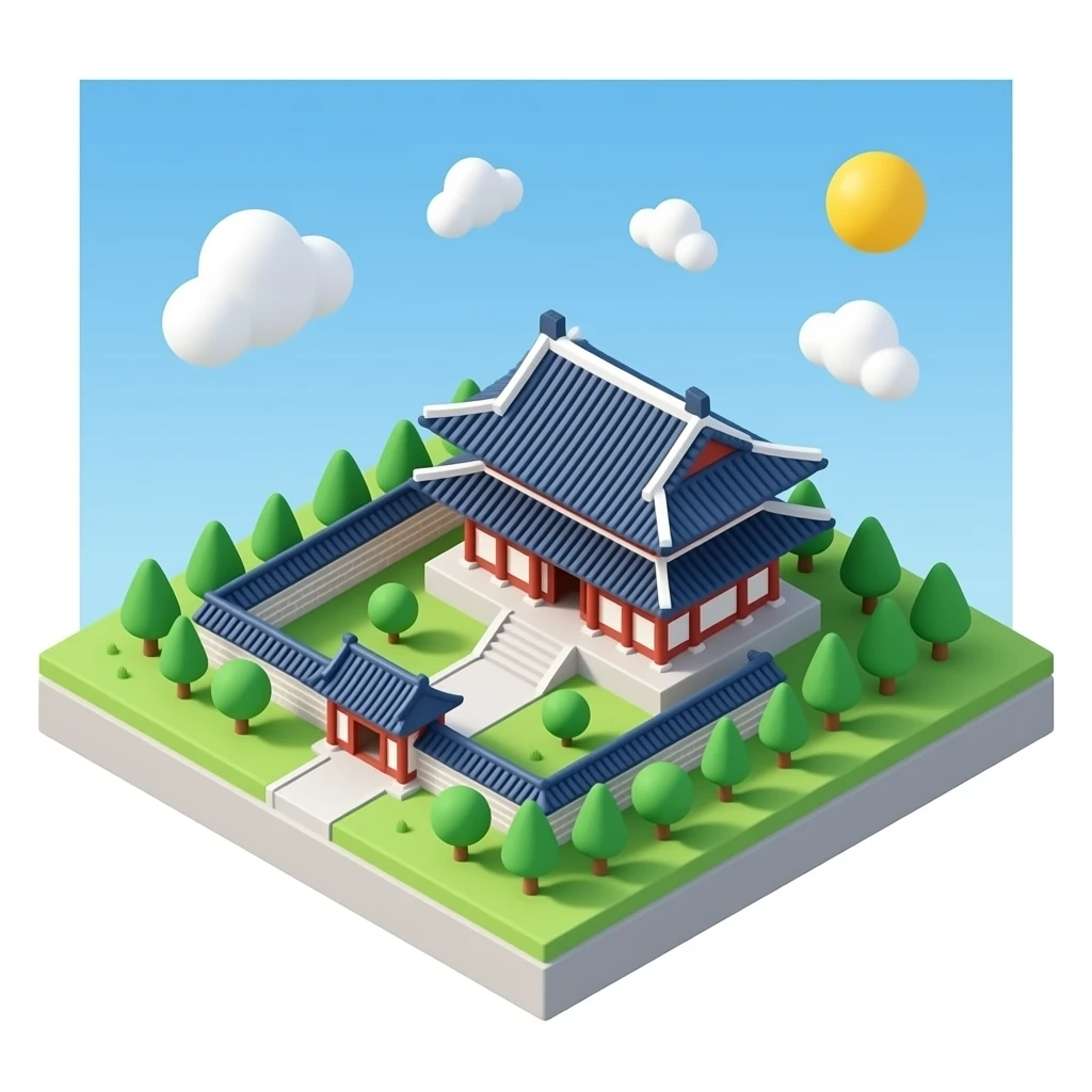 south korea palace 3d isometric miniature emoji