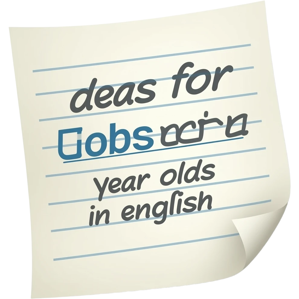 A piece of paper with ideas for jobs for ten year olds in English emoji