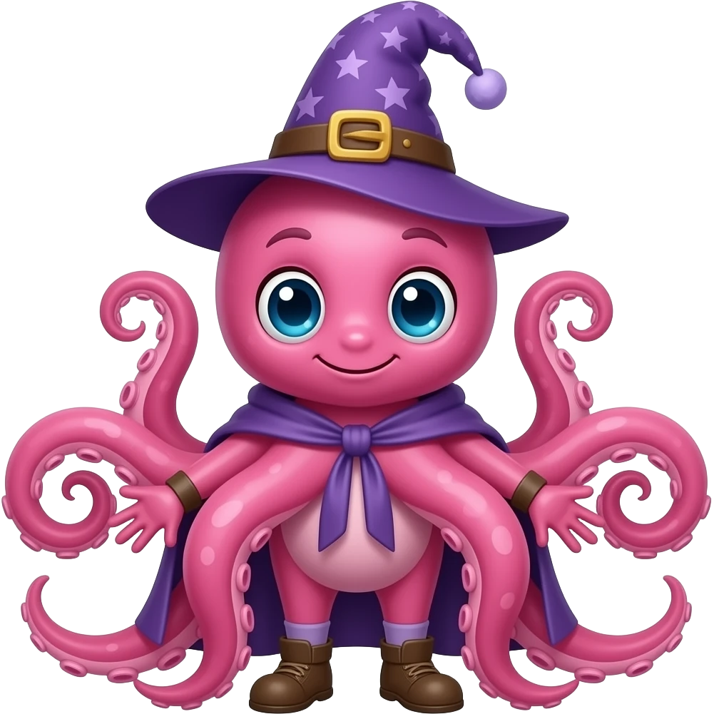 Pink octopus wizard emoji