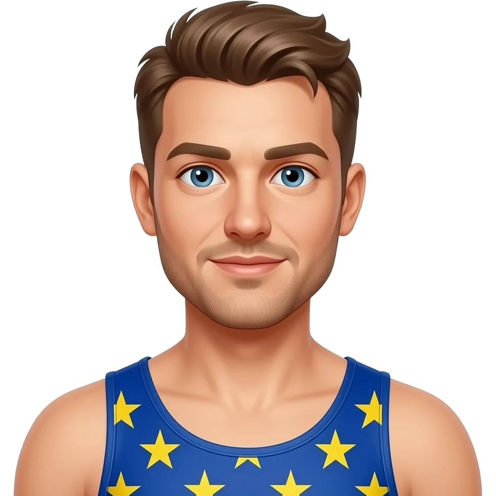 Topless man wearing a tight European bathing suit emoji