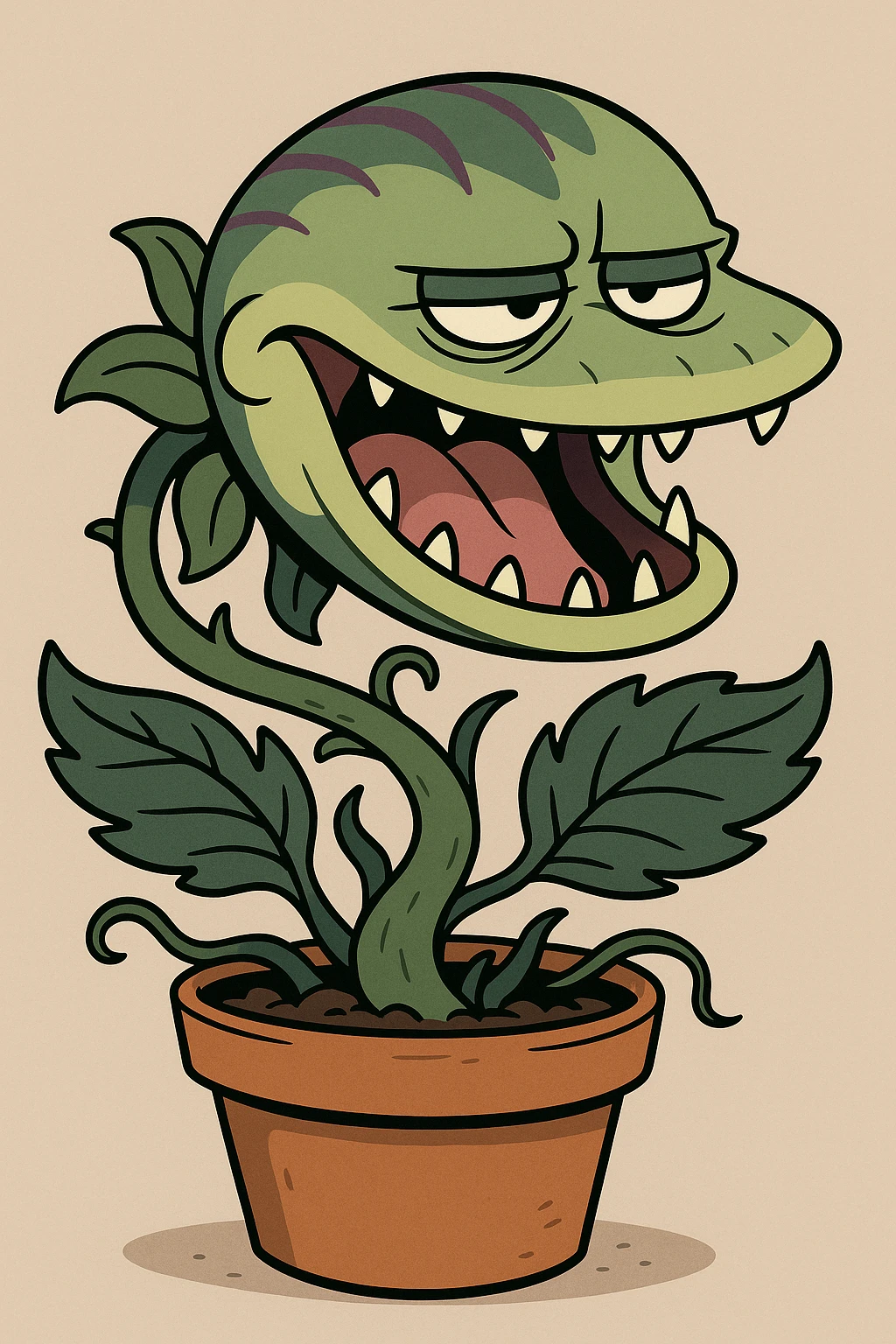 Audrey II, the carnivorous carnivorous plant from Little Shop of Horrors, cartoon style emoji