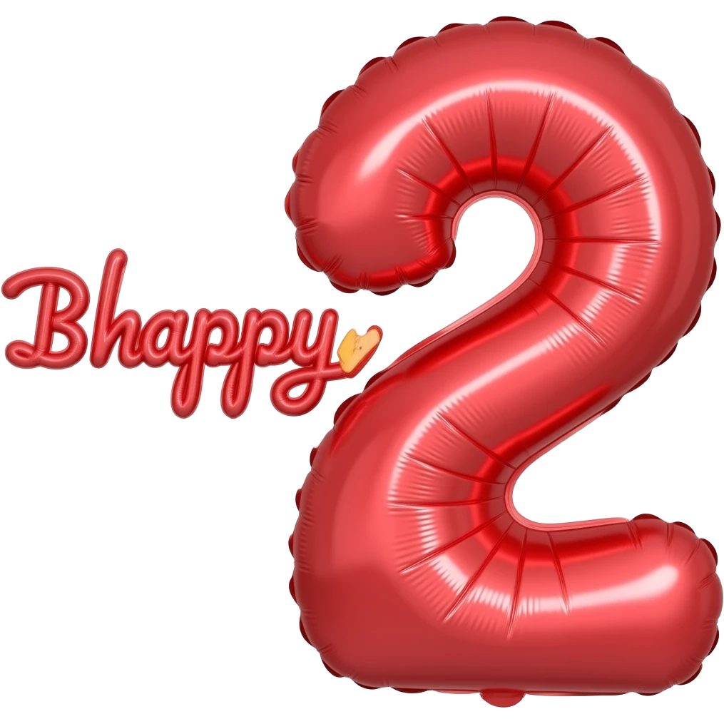 Red balloons that spell out Bhappy2 with smiley face emoji