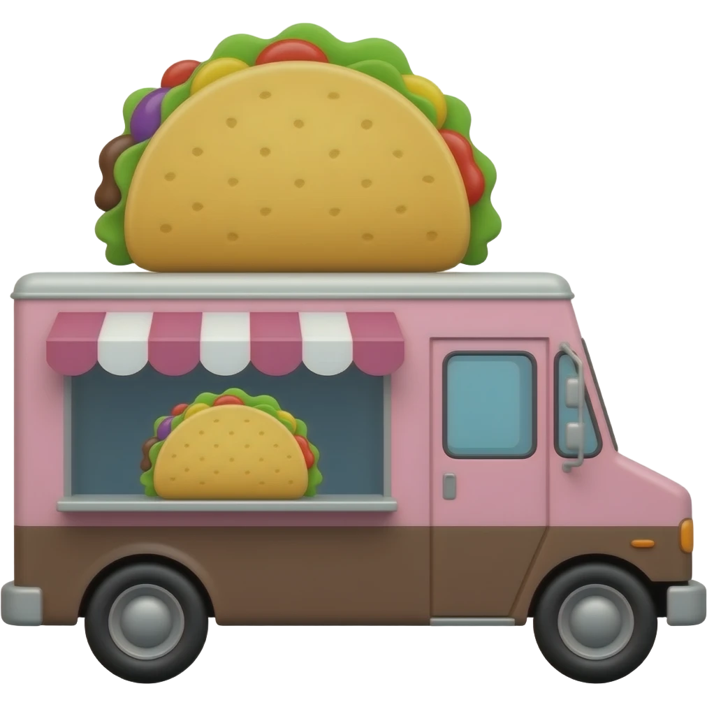 ice cream nacho food truck pink brown and white colors but make the ice cream a taco but ice cream emoji