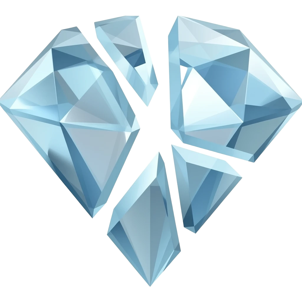 Diamond breaking into 4 pieces emoji