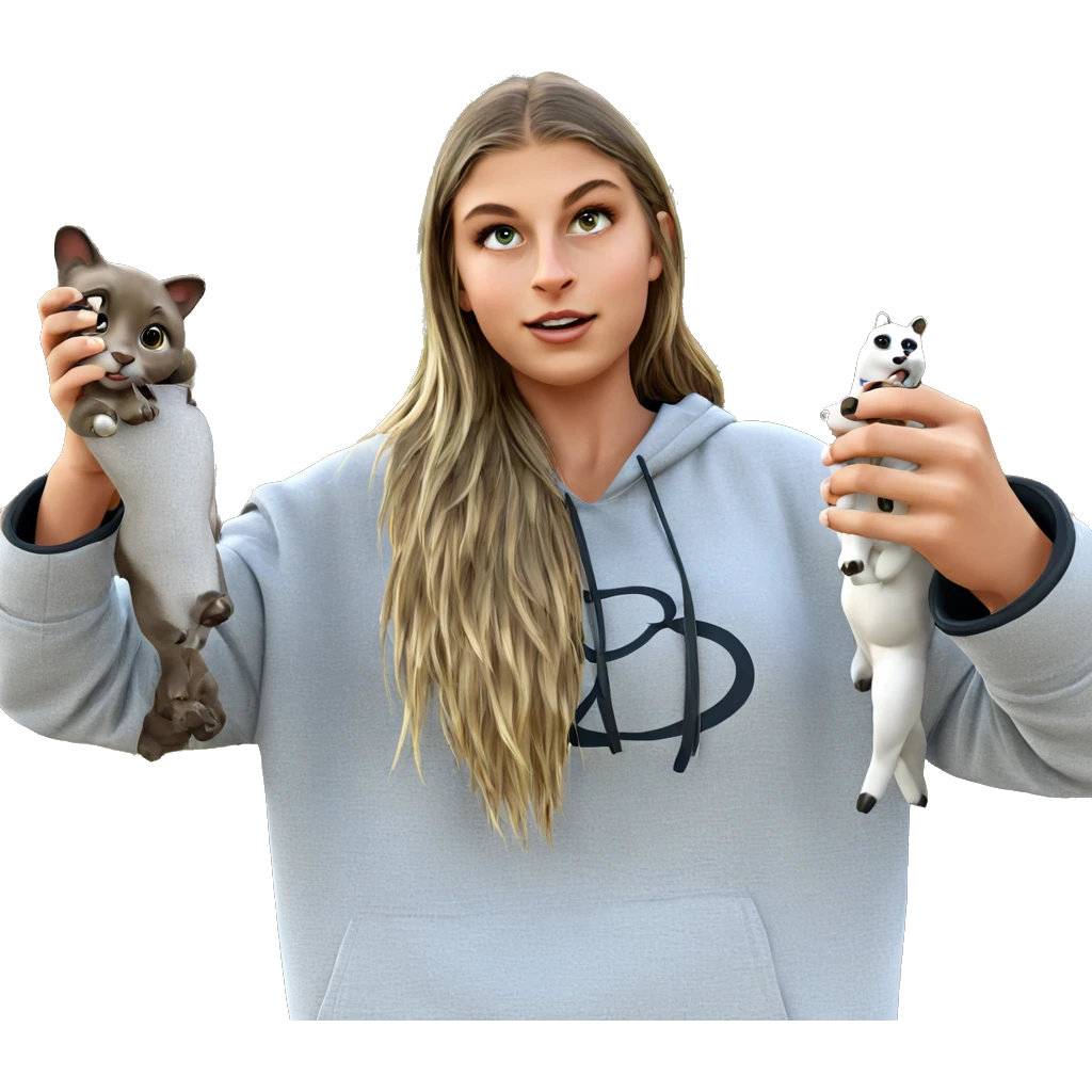 girl holding animal in nature emoji