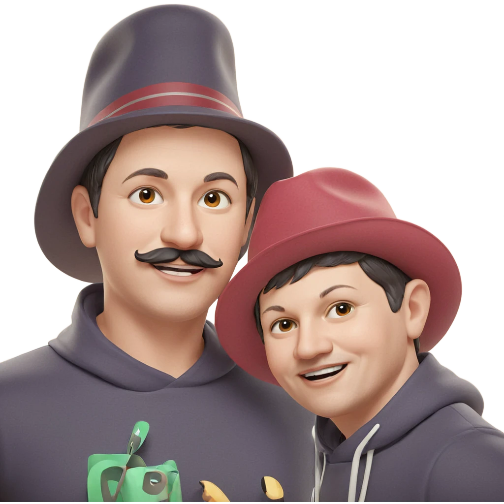 boys with hats and mustaches emoji