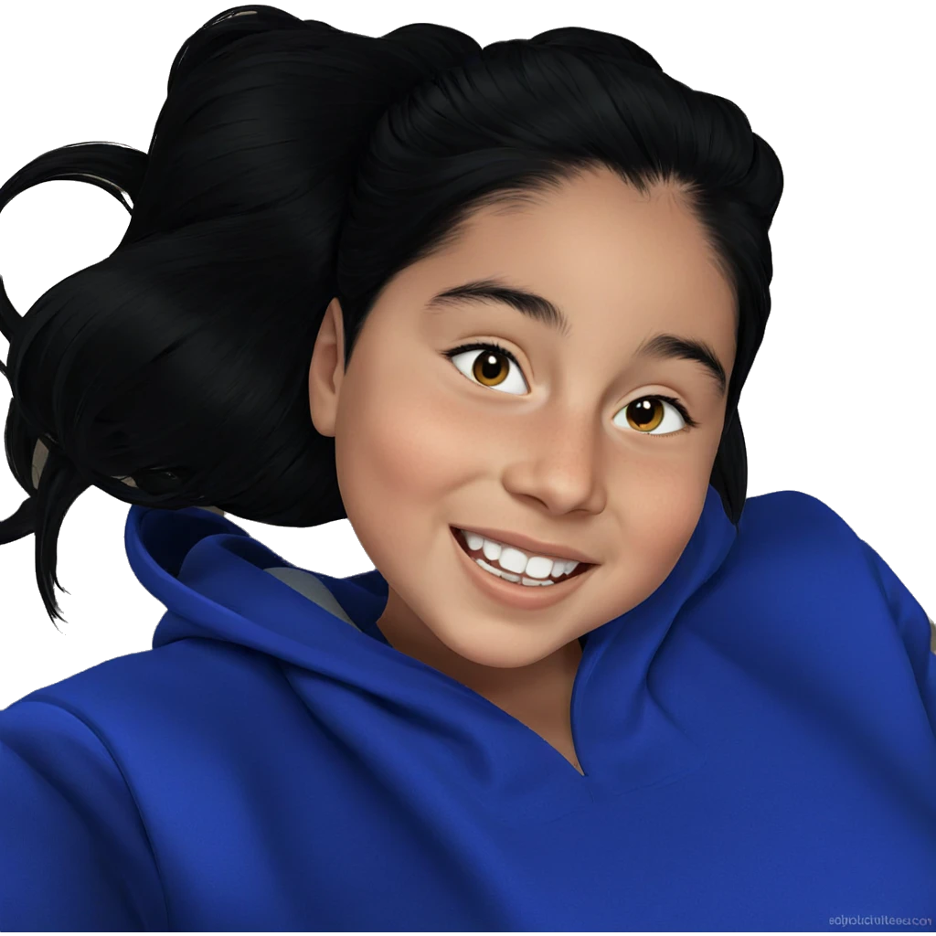 smiling girl with black hair emoji