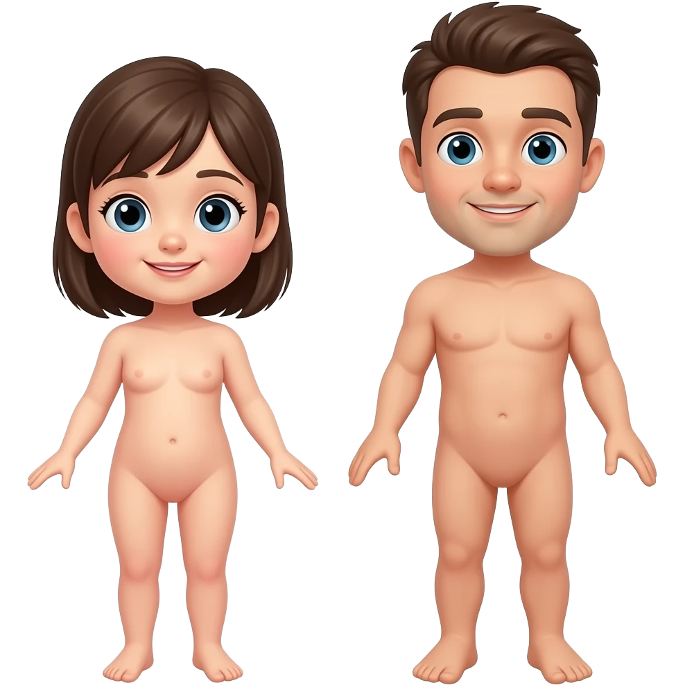 Naked girl The whole body and Naked man completely makes children emoji