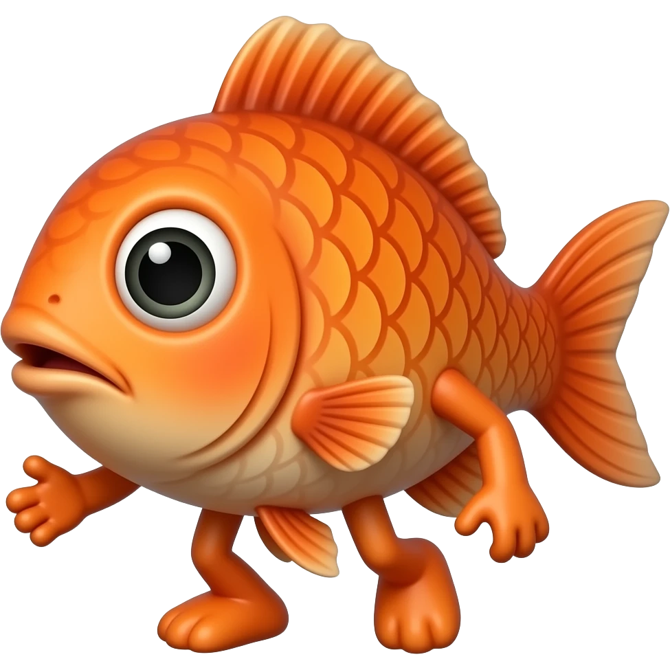 A Orange fish With arms and legs emoji