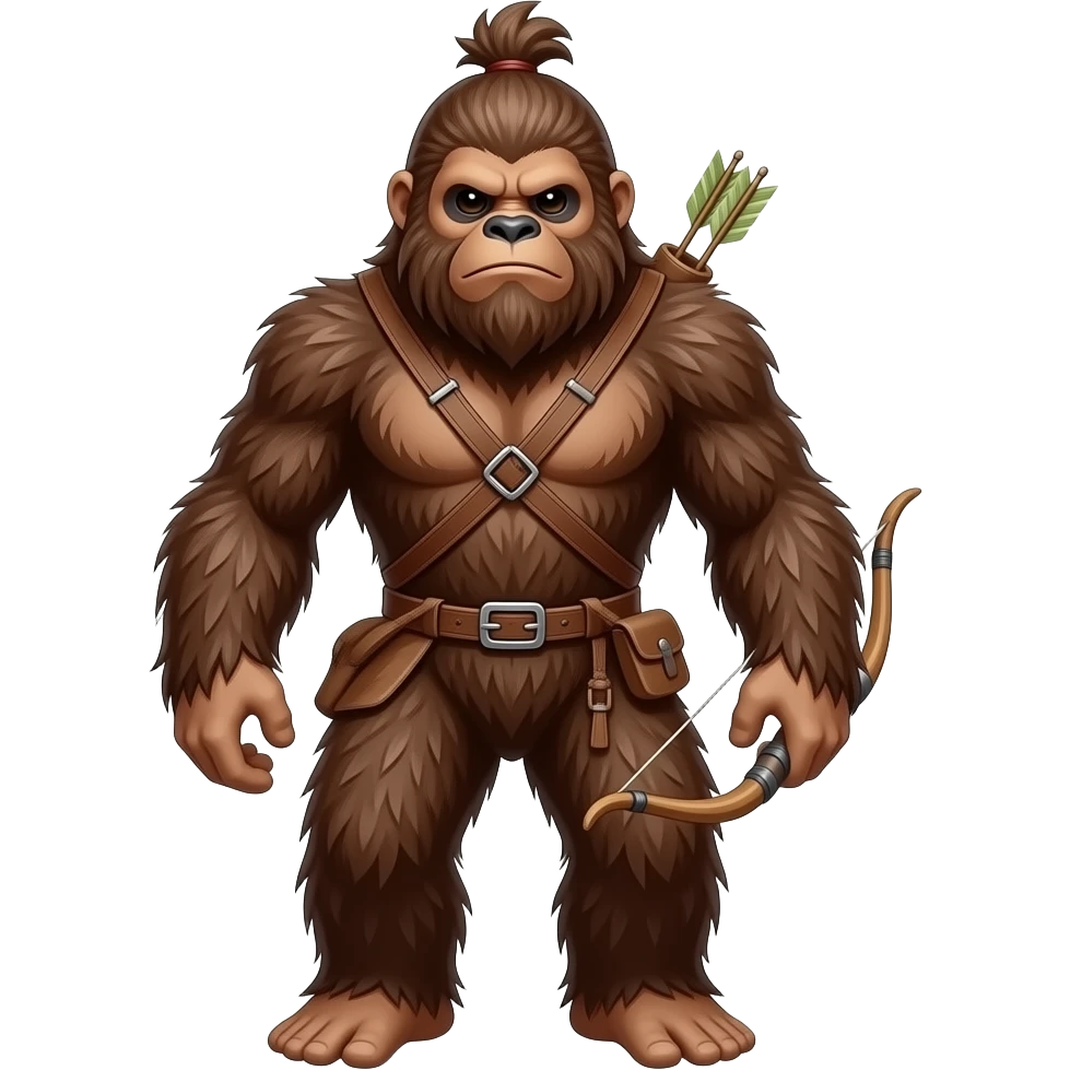 Full body walking sasquatch with bow in hair emoji
