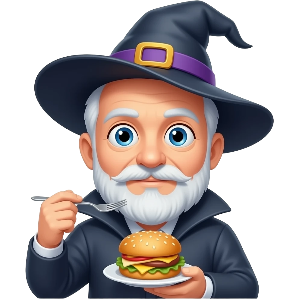 White man bewitched with food emoji