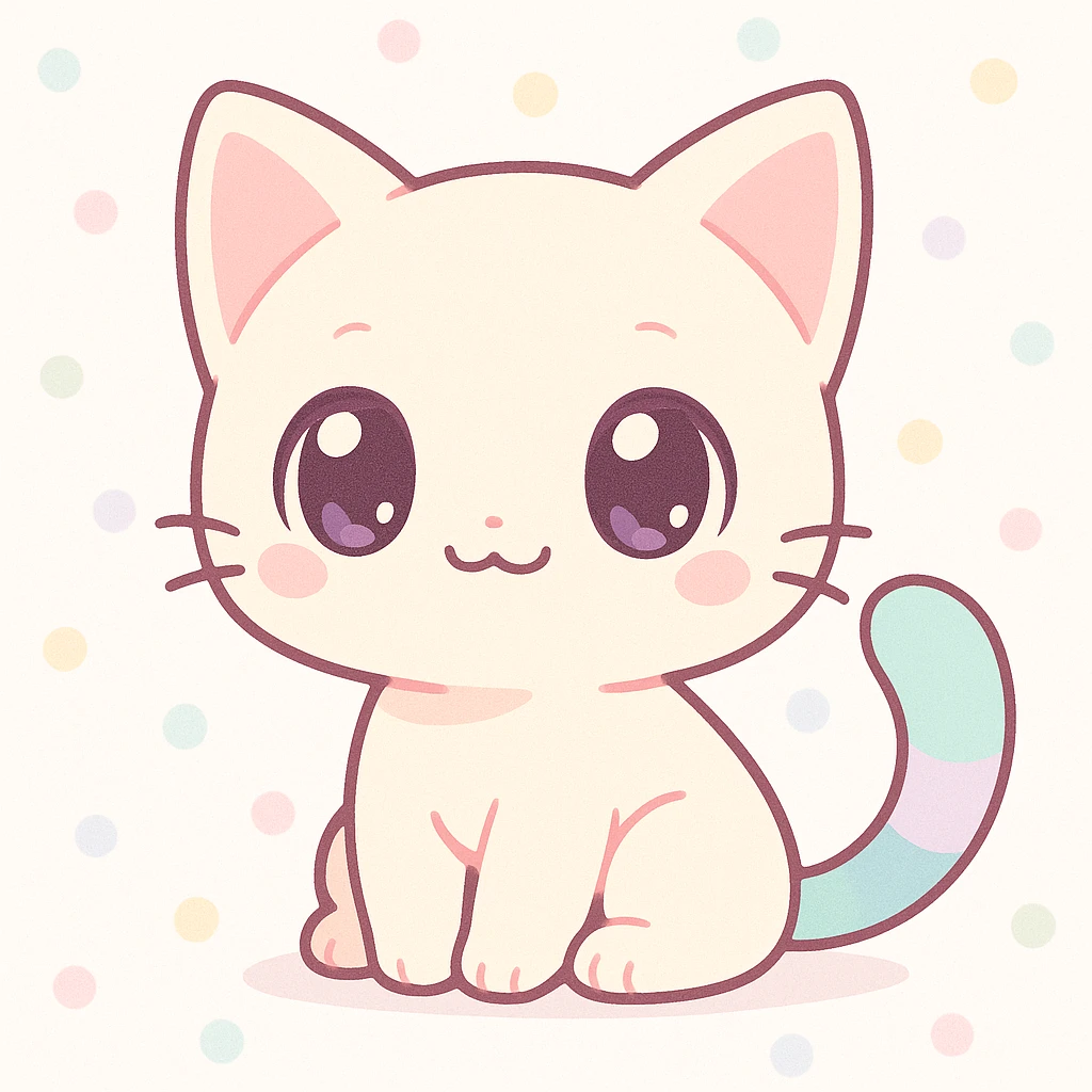 anime style cat character, big eyes, cute pose emoji