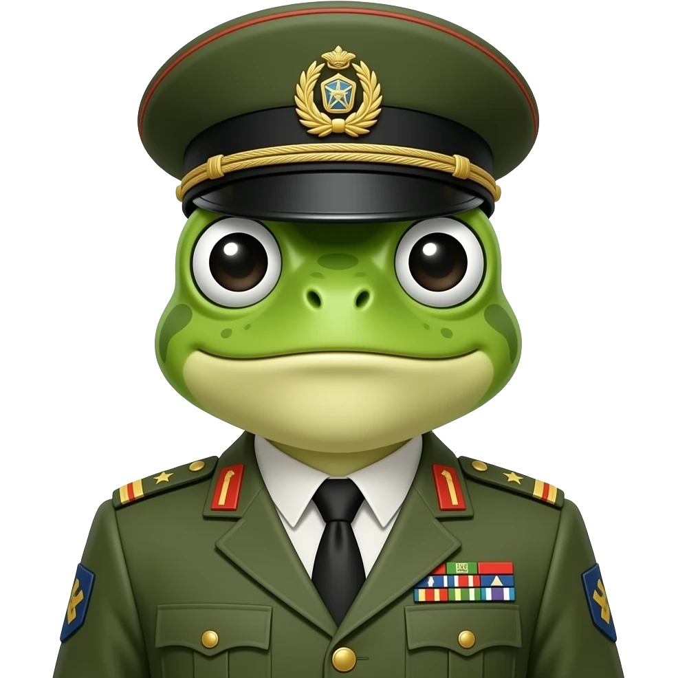 human frog in military uniform emoji