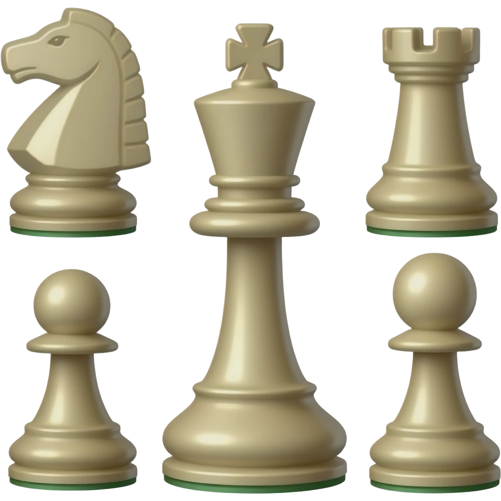 pawn, knight, Bishop, Rook chess pieces no king or queen emoji