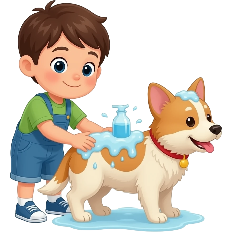 kid washing a pet emoji