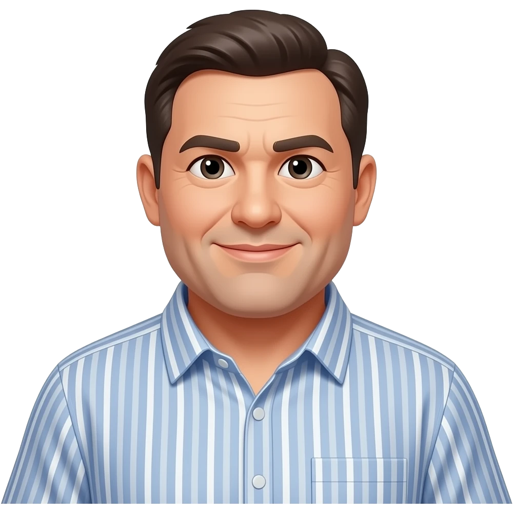 chubby middle age man with stripes emoji