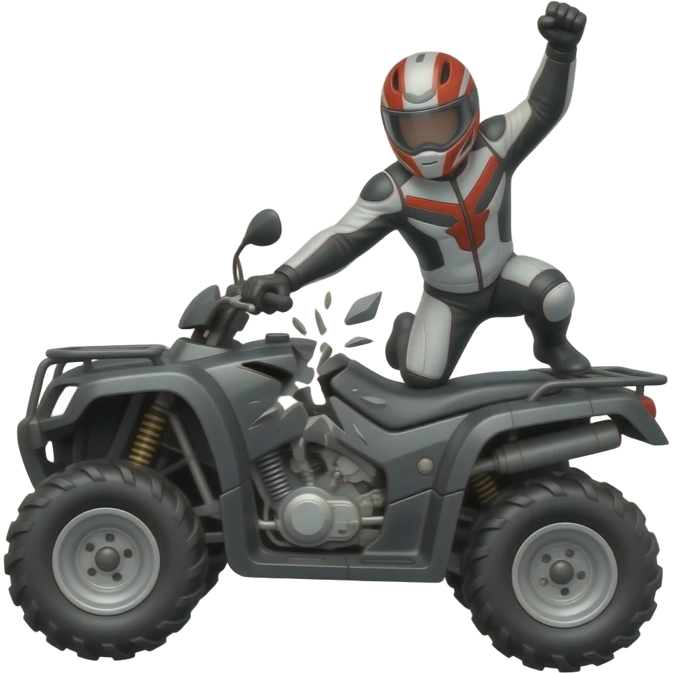 Motociclista que lleve una cuatrimoto y que salga volando de la cuatrimoto y que se accidente emoji