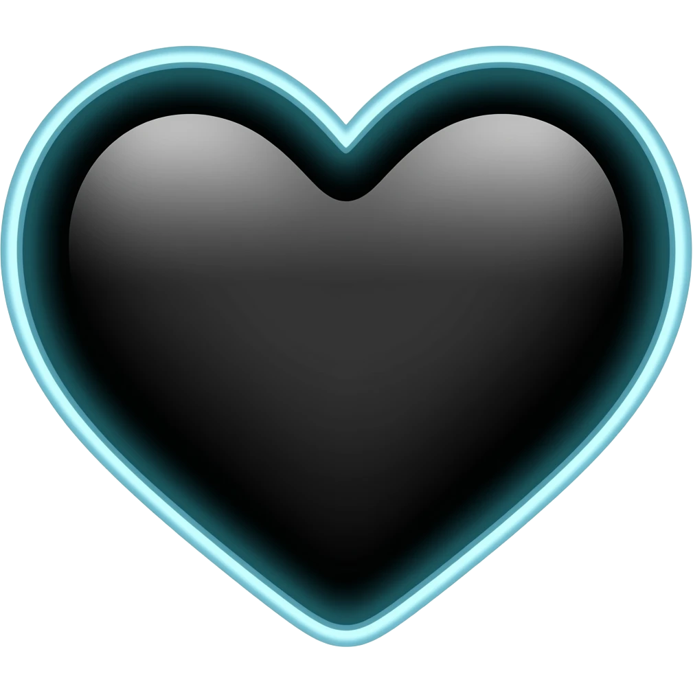 black heart with a neon blinking outline emoji