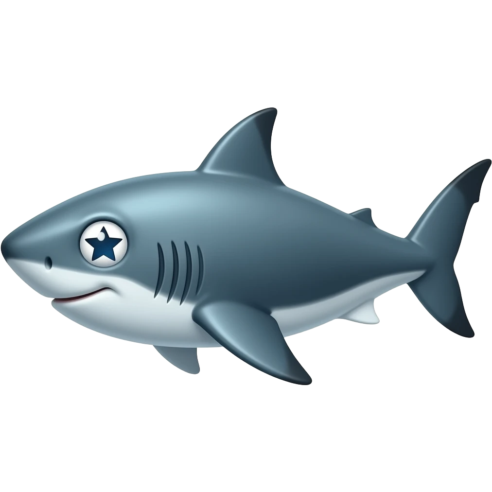 A shark with iphone like star eyes emoji