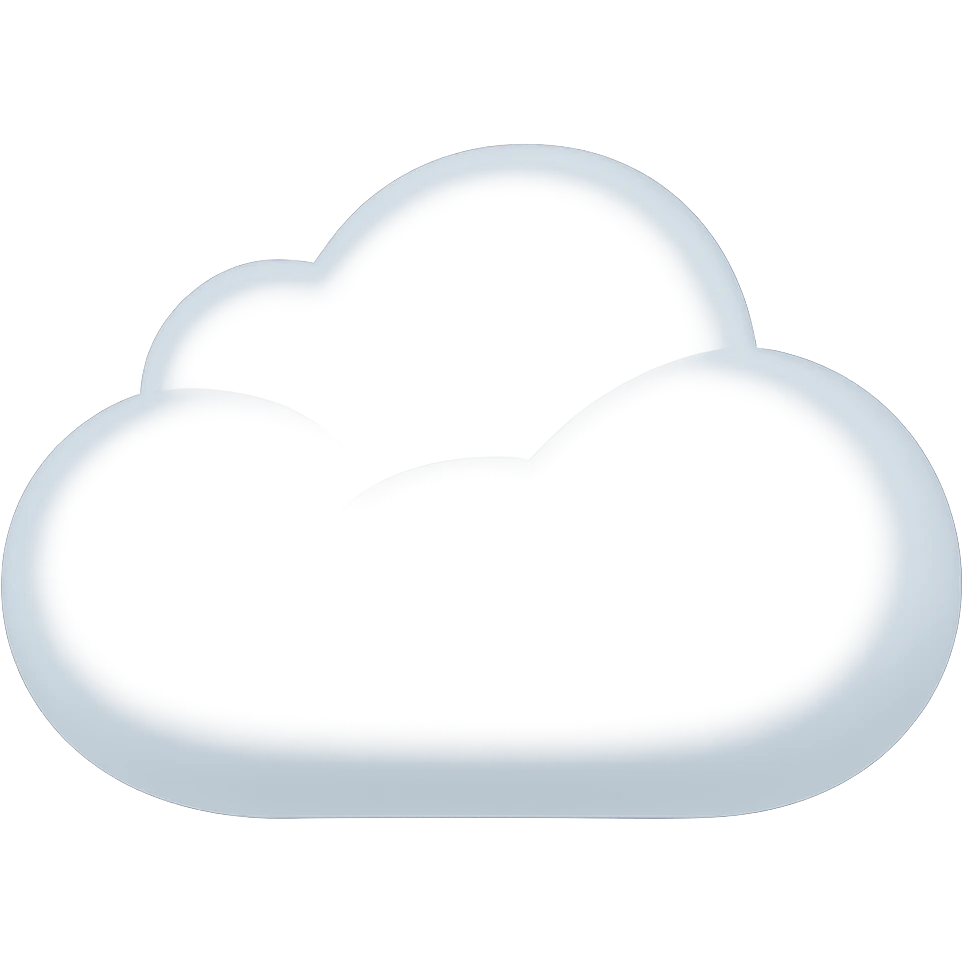 Convert the cloud image to a simple emoji style with a soft, puffy look and rounded shapes. Keep the appearance clean and minimal with no background. The style should resemble a simple emoji but maintain the softness and puffiness of the cloud. emoji