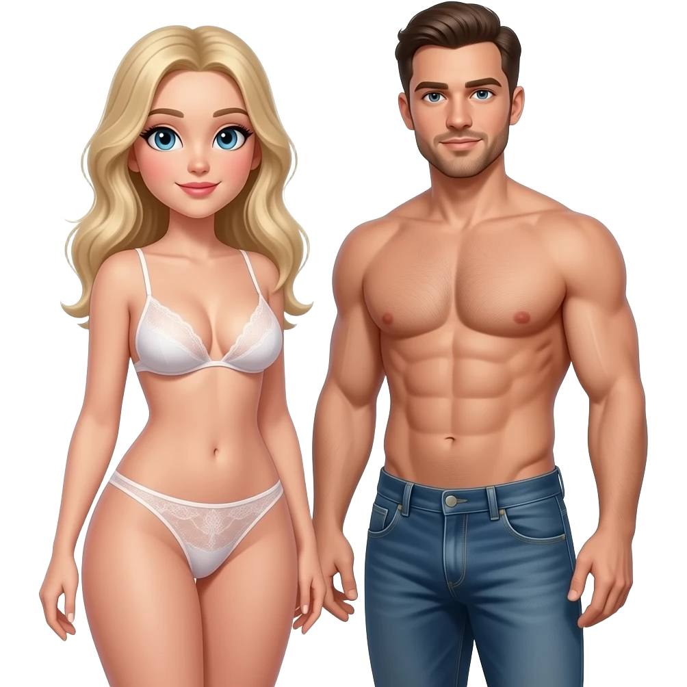 Girl naked blonde hair with big breasts and big ass with perfect vagina full body with naked man with big penis fullbody emoji