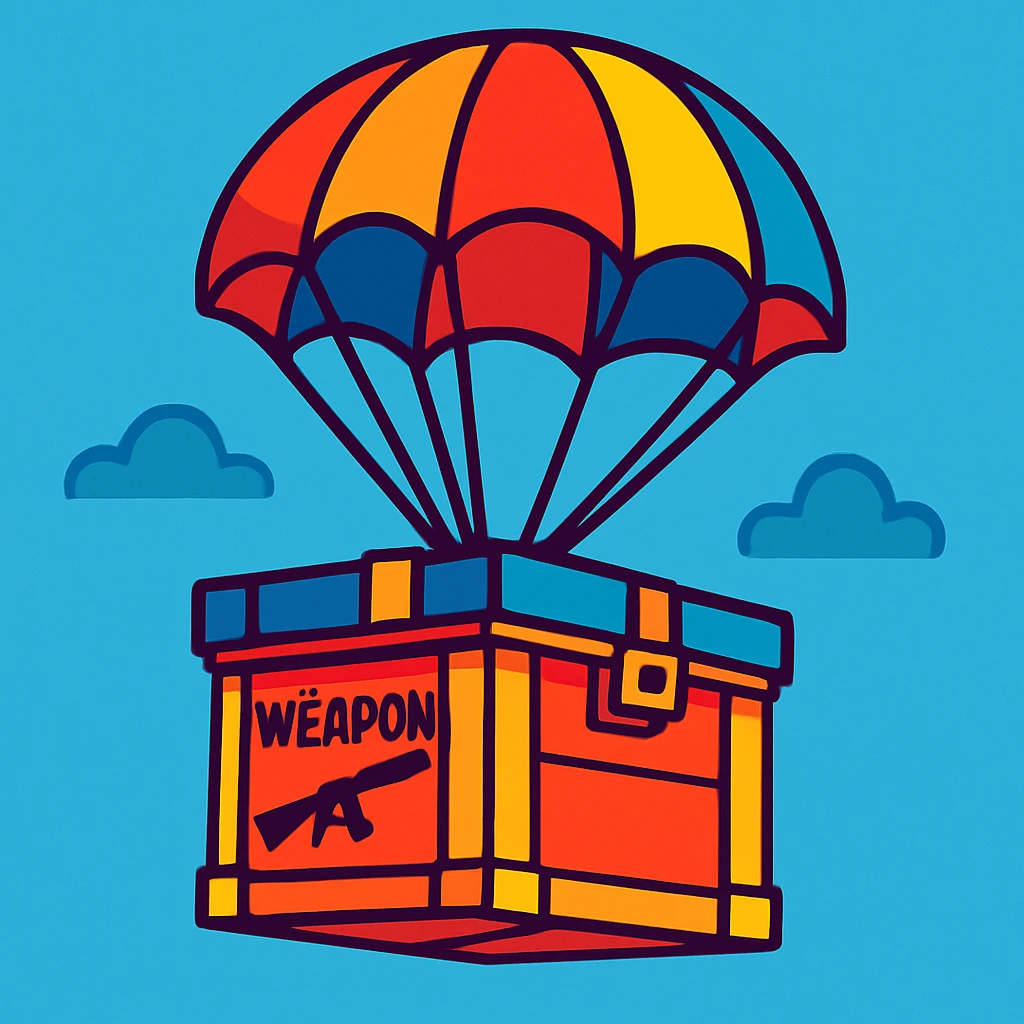 A weapon box with a parachute emoji
