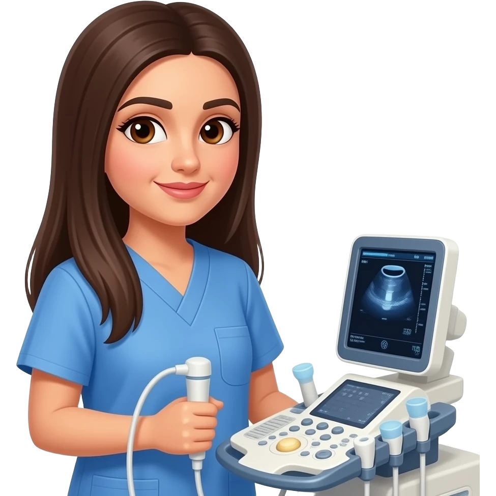 Brown eyes, long straight hair Persian girl Ultrasound technician emoji