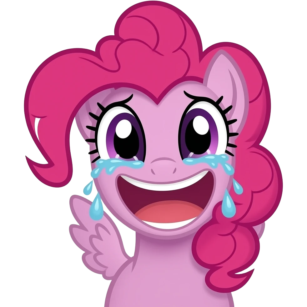 Pinkie pay riendose como una loca con lagrimas de la risa emoji