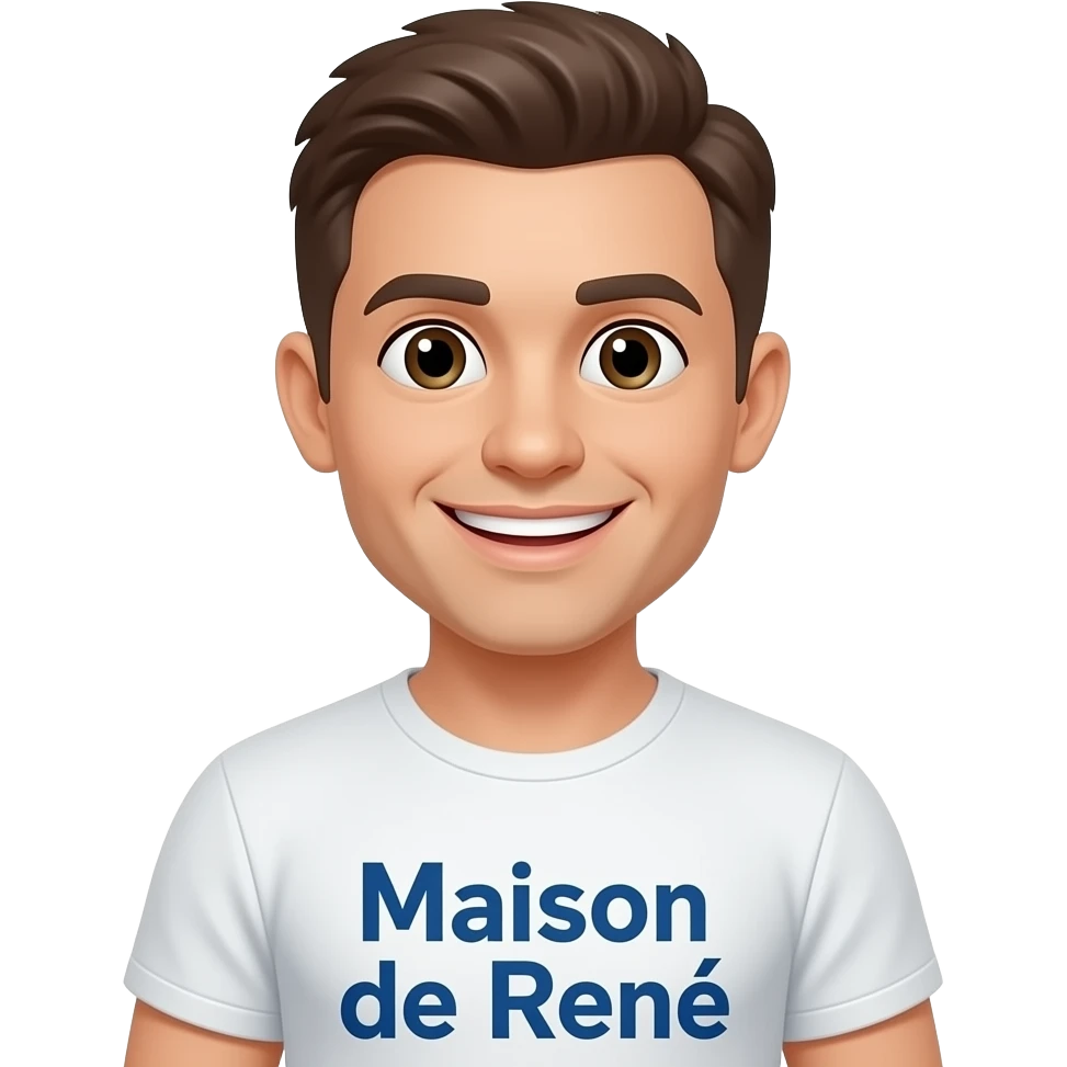 Can you create the same emoji but the words on the shirt, “Maison de René” emoji