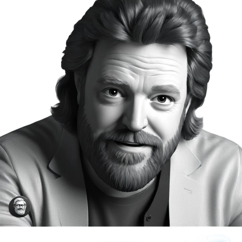 bearded man in monochrome emoji