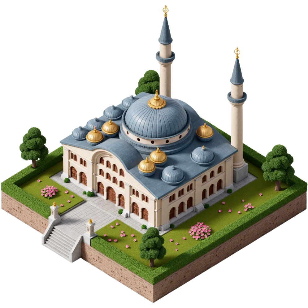 Isometric illustration of Istanbul, featuring photorealistic Hagia Sophia emoji