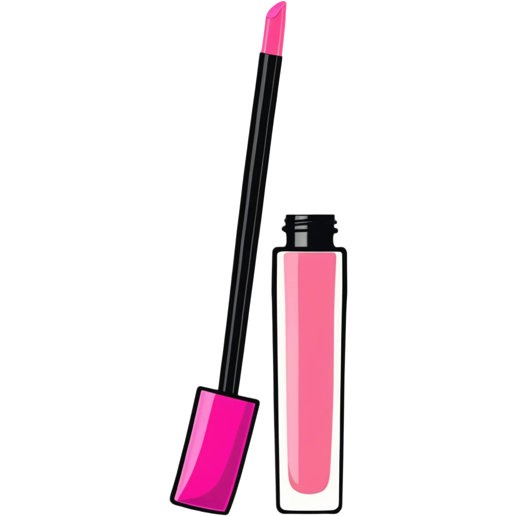 shiny pink lip gloss with applicator emoji