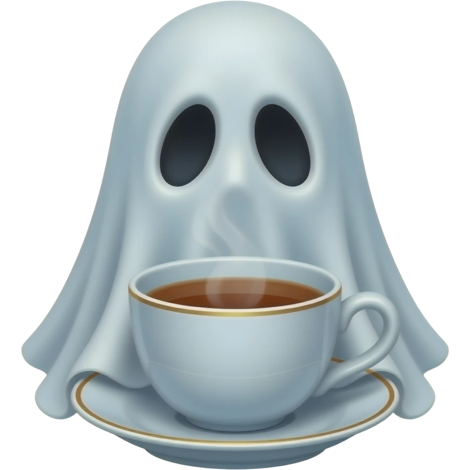 Haunting realistic ghost having a tea in a teacuo and saucer emoji