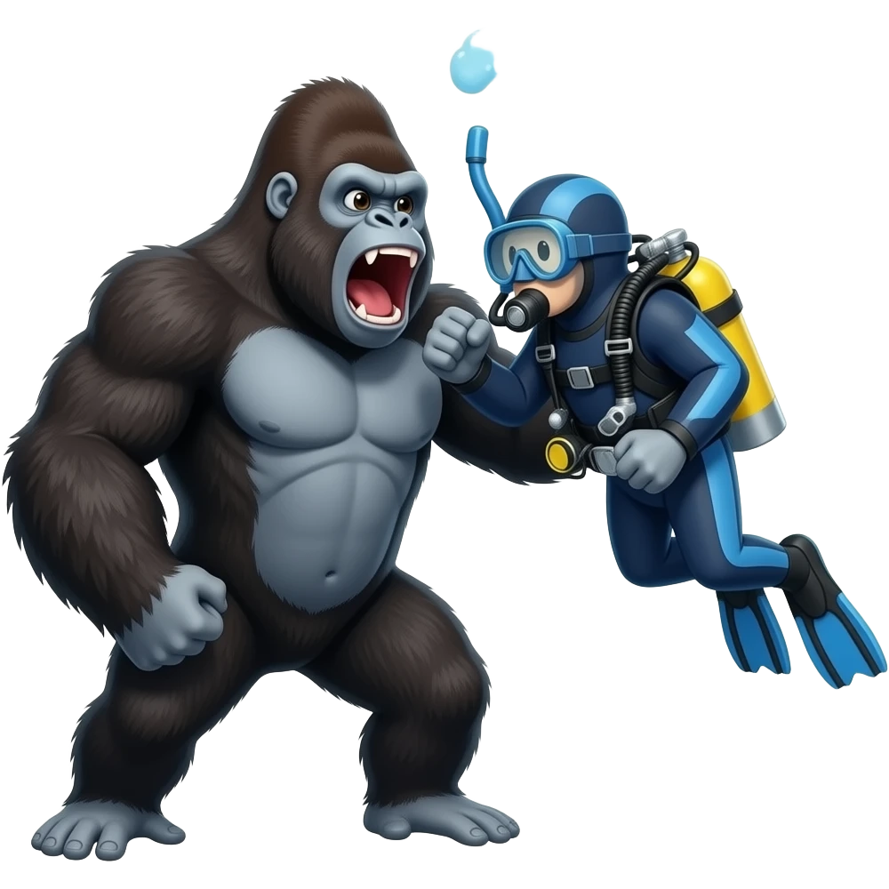 a gorilla hitt scubaa saying 67 emoji