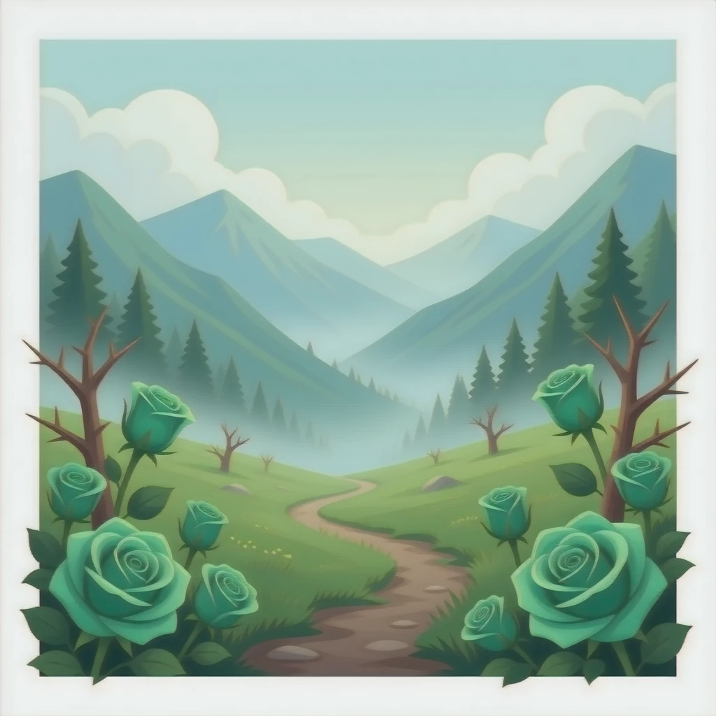 Valley of thorns with emerald green roses emoji
